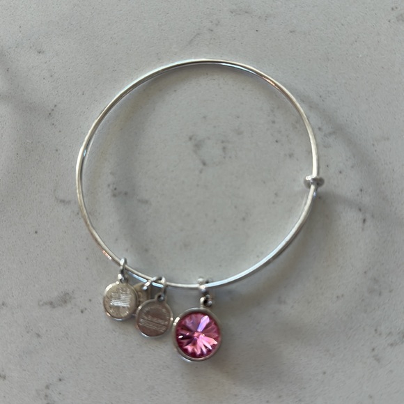 Alex and Ani Birthstone 5 bangles bracelets silver pink diamond rhinestone blue - Picture 5 of 14